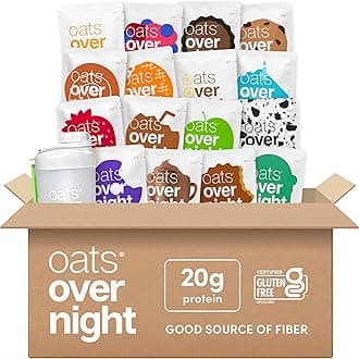 Oats Overnight Ultimate Variety Pack - High Protein, 5g Fiber Breakfast Protein Shake, Gluten Free Oatmeal, Non GMO Oatmeal - Green Apple Cinnamon, Coconut Cream Pie & More (16 Pack + Shaker Bottle)