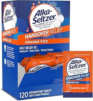 Alka-Seltzer Hangover Relief Tablets, Fast Relief Starts in About 15 Minutes for Headaches, Body Aches & Mental Fatigue, Bachelorette Party & Bachelor Party, Dispenser Pack, 120 Count