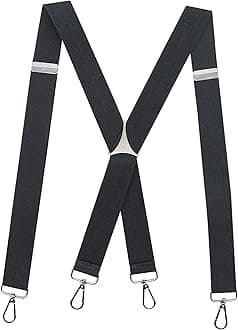 Men’s Heavy Duty X- Back 1.4 Inch Suspenders with 4 Snap Hooks