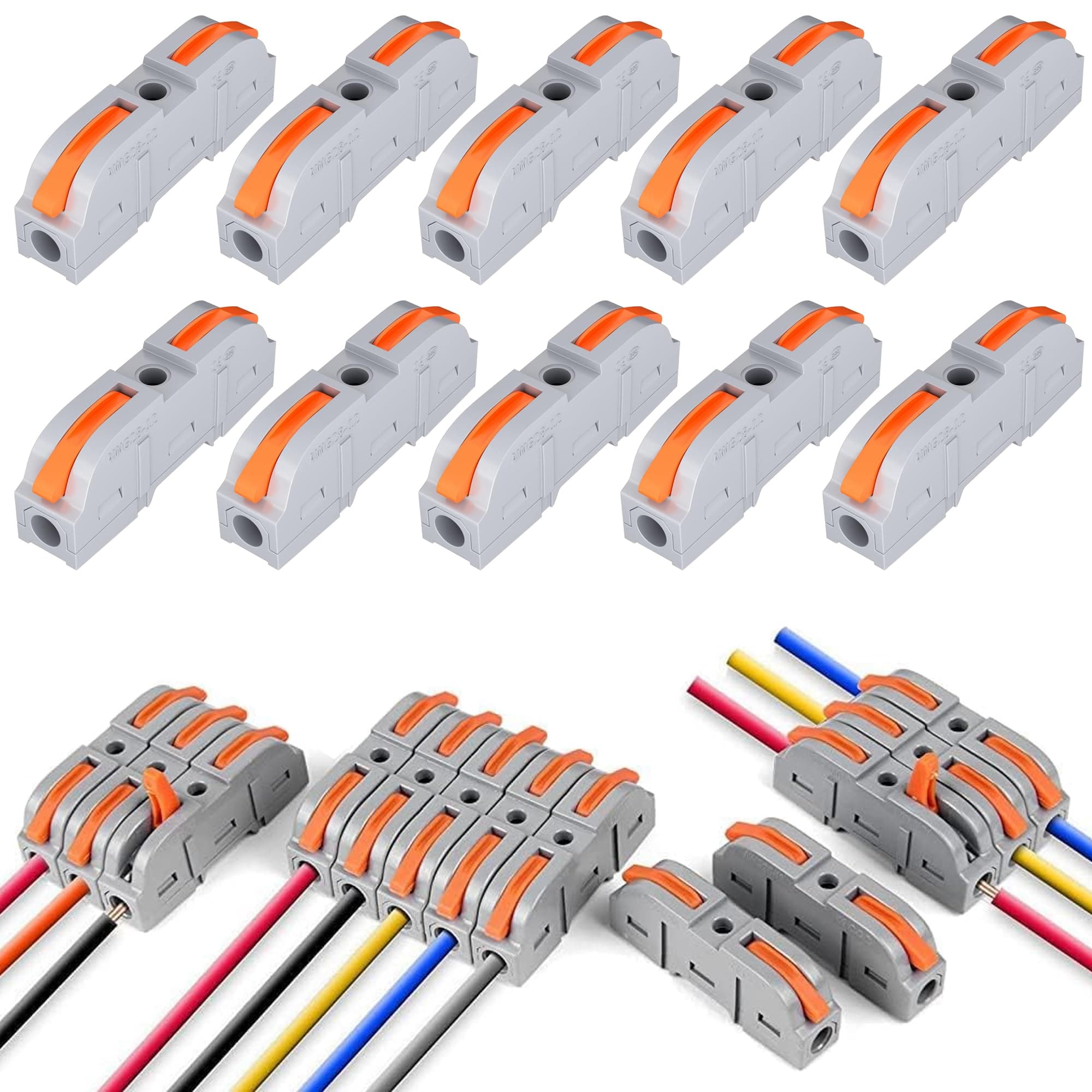 Wire Cable Connector | 10PCS Universal Connection Terminals | Circuit Inline Splices Electric Connectors | SPL-1 Clamp with Actuation Lever | 4 mm² Conductor Clamp | Quick & Freely Assemble