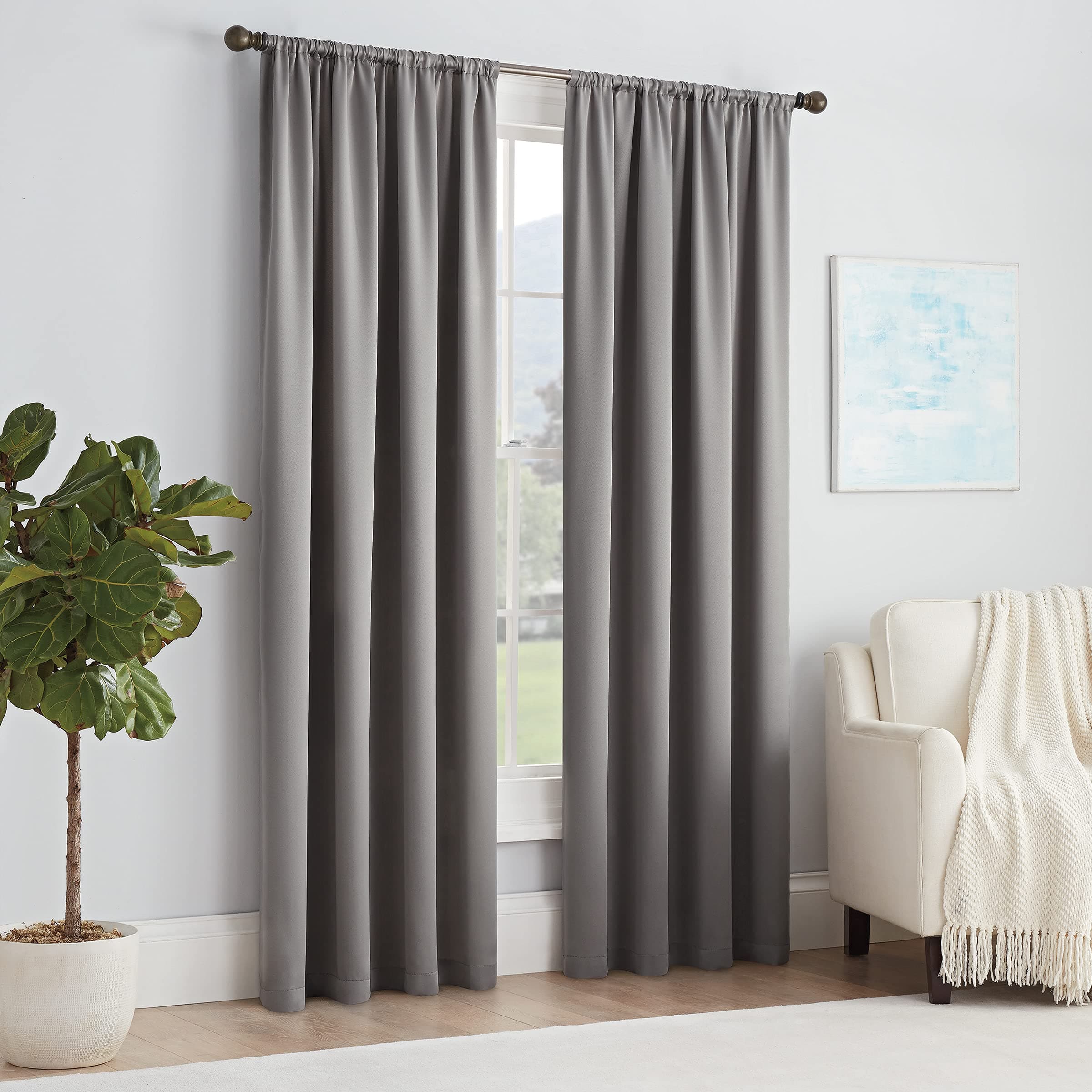 Eclipse Curtains Eclipse Single Window Curtain Panel, Grey, 54x63