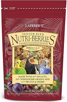 Lafeber’s Senior Bird Nutri-Berries Pet Bird Food, Made with Non-GMO and Human-Grade Ingredients, for Parakeets & Cockatiels, 10 oz