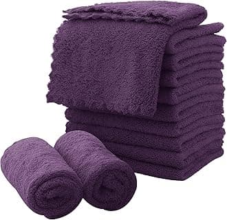 MOONQUEEN Microfiber Facial Cloths Fast Drying Washcloth 12 Pack - Premium Soft Makeup Remover Cloths - Grape Purple
