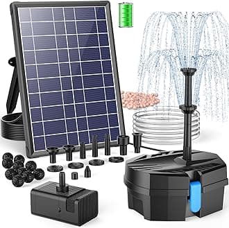POPOSOAP Solar Pond Filter 3600mAh Battery Backup, 8W Solar Pond Filter with Water Pump, Water Shortage Protection & Clear Tubing for Fish Tank, Bird Bath, Garden