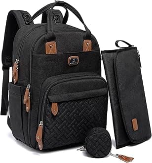 Diaper Bag Backpack with Portable Changing Pad, Pacifier Case and Stroller Straps, Dikaslon Large Unisex Baby Bags for Boys Girls, Multipurpose Travel Back Pack for Moms Dads, Black