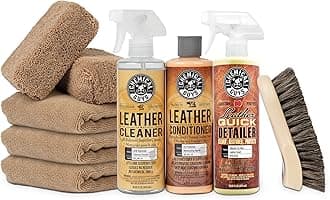 Chemical Guys Leather Cleaner and Conditioner Detailing Kit - Leather Care Kit For Natural, Synthetic, Faux, Pleather, and More for Car Interiors, Apparel, Furniture, Boots & Accessories - 9 Items