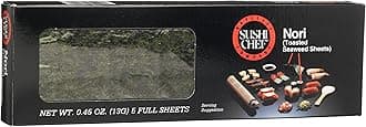 Sushi Chef Nori (Toasted Seaweed Sheets), 5-Count Full Sheets, 0.45-Ounce Boxes (Pack of 6)