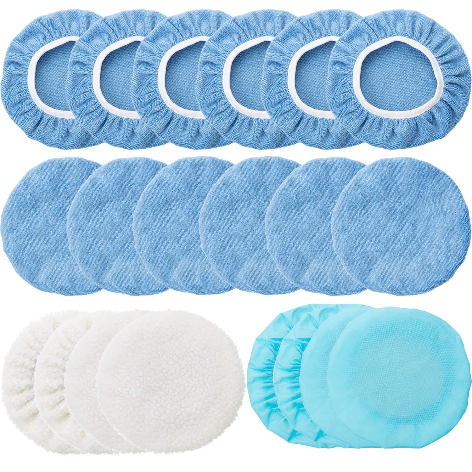 20 Pieces 9 to 10 Inches Buffer Pads Car Polisher Bonnet Orbital Buffer Bonnets Microfiber Polishing Pad Cover
