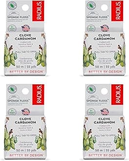 Radius Clove Cardamom Dental Floss 55 Yards Vegan & Non-Toxic Oral Care Boost & Designed to Help Fight Plaque Clear - Pack of 4
