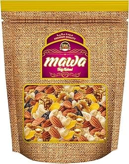 Mawa Deluxe Raw Mixed Nuts 1kg | Dry Fruits and Nuts Mix | Almonds | Cashews | Walnuts | Black Raisins | Golden Raisins | All Natural | Resealable Zipper Pouch 1kg