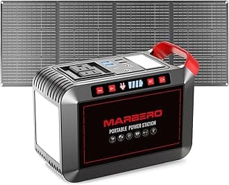 MARBERO - 237Wh Power Generator with 300W Pure Sine Wave Foldable Solar Panel Included, 60W Portable Electric Generator, Set for Camping, Hiking, Fishing, Emergency