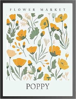Poppy Art Print, Flower Market Poster Wall art Decor, Botanical Floral Artwork for Bedroom, Bathroom, Living room Decoration (Poppy, 24x36 inches (Unframed))