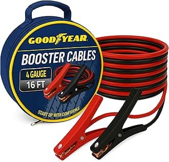 GOODYEAR - [4 GAUGE, 16 FT] - TRANSFERS HIGHER VOLTAGE THAN 6, 8, 10 or 12 GAUGE] Heavy Duty Jumper Cables with PVC CASE, Emergency Roadside Assistance, Works in EVERY WEATHER
