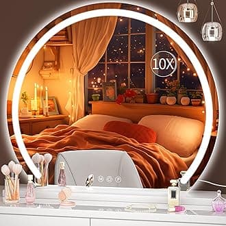 Hasipu - Vanity Mirror with Lights, 32" x 26" LED Makeup Mirror, Dimmable Mirror with 3 Colors and Smart Touch Control, White
