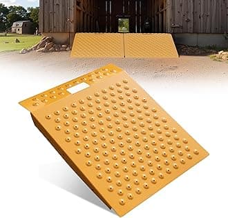 VNN 29" x 24" Shed Ramp for Riding Mower - 750 LB Capacity Shed Ramps, Anti-Slip Punch Plate Ramp for ATV, Motorcycles, Garages & Barns (1PC,Yellow)