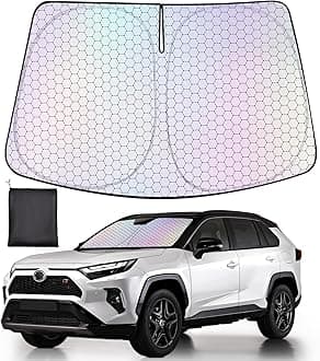 XCBYT Windshield Sun Shade for 2019-2024 RAV4, Upgrade Car Shades for Windshield with Laser Honeycomb Heat Dissipation, Front Car Sun Shade Blocks UV and Heat, Keep Cool