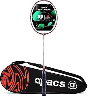APACS Z-Ziggler (30 lb, Mega Tension) Graphite Unstrung Badminton Racket with Full Coverage (Red)