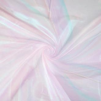 Ganeen 11 Yard Iridescent Fabric Organza Fabric Sheer 59 Inches Wide Rainbow Laser Gradient Lace Holographic Gauze for DIY Dress Curtain Costume Background Wedding Halloween Party Decor (Pink)