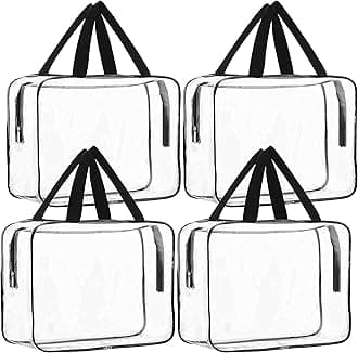 TULMAN 4 Pack PVC Transparent Travel Toiletry Bag – Cosmetic Makeup Organizer, Handbag & Kids Toy Storage, Convenient Storage Solution for Travel & Home Use – 30x22x8 CM