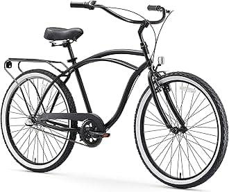 sixthreezero Around The Block Men's Beach Cruiser Bike, Hybrid Bicycle with Rear Rack, Multiple Speed and Color Options