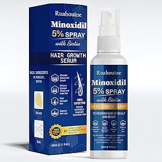 5% Minoxidil Hair Growth Spray Serum, Hair Regrowth Treatment for Men and Women, Strengthens and Thickens Hair for Fuller, Longer Results, Beard and Facial Hair Enhancer