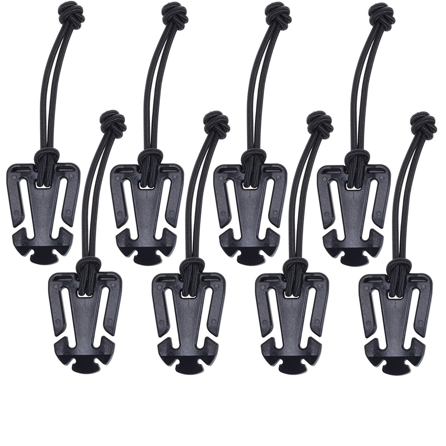 FBAPluto 8pcs ITW MOLLE Web Dominators with Elastic String (Black)