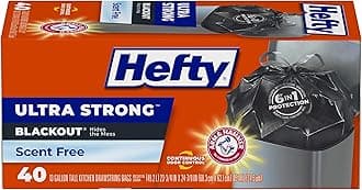 Hefty Ultra Strong Tall Kitchen Drawstring Trash Bags, Blackout, 40 Count 1