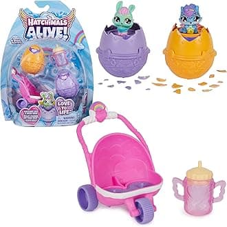 HATCHIMALS Alive Pack of Two Eggs Hatching with Water and Stroller Toys for Girls and Kids Ages 3+
