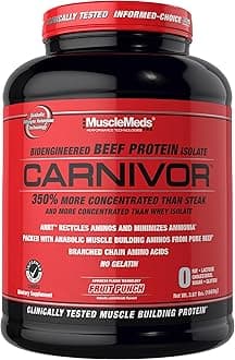 MuscleMeds Carnivor Beef Protein Isolate Powder, Fruit Punch, 4 lb