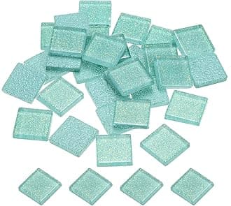MECCANIXITY Mosaic Tiles, Glass Tiles, Shine Crystal Mosaic Glass Pieces Bulk Square Glitter Crystal Mosaic Tiles 2 x 2cm for Home Decoration, DIY Crafts, Pack of 25(100g, Ocean Blue)
