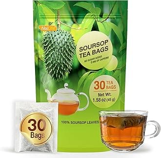 NalLife Soursop Tea Bags 30 Count Tea from 100% Soursop Leaves Caffeine Free No Sugar Added