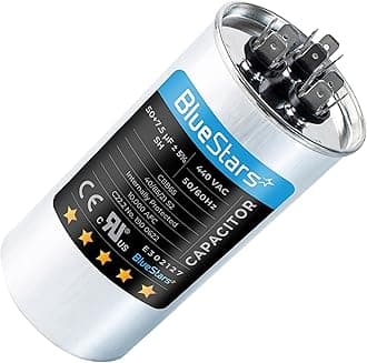 55+7.5 uf MFD Ã‚±5% 370 or 440 Volt AC CBB65B Dual Run Round Capacitor by BlueStars - Exact Fit for Condenser Straight Cool or Heat Pump Air Conditioner - Replaces C35575R, TT-CAP-55/7.5/440