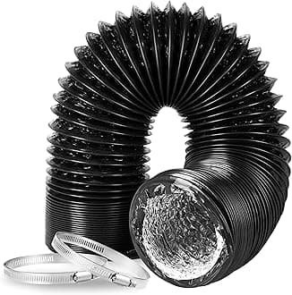 Dryer Vent Hose, 8" Insulated Flexible Duct 8FT with 2 Clamps, Heavy Duty Four Layer Protection for Heating Cooling Ventilation and Exhaust, Black