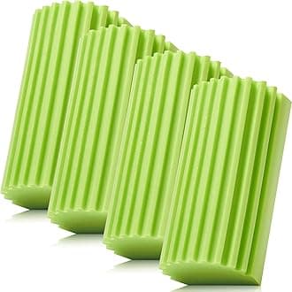 4 Pack Damp Dusting Sponge Duster, Green Dust Cleaning Sponge, Reusable Household Cleaning Sponge Tool for Blinds, floorboards, Fan Blades, Vents, Glass, Railings, Mirrors