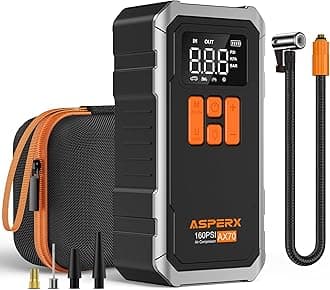 160PSI Tire Inflator Portable Air Compressor - Cordless Air Pump for Car Tires with 10000mAh Battery, 4+N Smart Modes, Digital Pressure Gauge, LED Light & Carrying Case - for Car, Moto, Bike, Balls