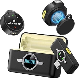 Wireless Lavalier Microphone for iPhone/Android, Lapel Mics with USB-C Plug-Play, Mini Mic with 2.4GHz Noise Cancellation, Charging Case Included, 300ft Range (Lightning)