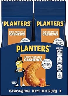 Honey Roasted & Salted Cashews, 1.5 Ounce (Pack of 18)