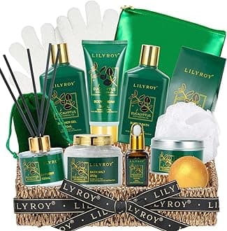 Mothers Day Gifts Basket for Women - 15-Piece Premium Eucalyptus Bath Gift Set for Men- Spa Kit, Ideal for Birthday, Valentines Day, Fathers Day, Christmas, Perfect for Holidays Self Care