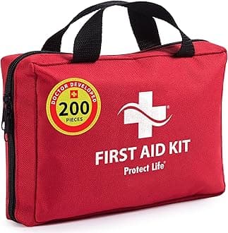Protect Life Survival First Aid Kit for Home/Business, Camping Survival Kits | Mini Travel First Aid Kit | Camping Equipment | Small Kits for Car | Outdoor Emergency Survivals Pack - 200pcsClimatePartner certified