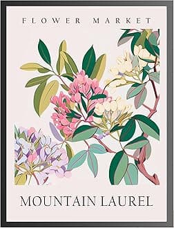 Mountain Laurel Art Print, Flower Market Poster Wall art Decor, Botanical Floral Artwork for Bedroom, Bathroom, Living room Decoration (Mountain Laurel, 11x14 inches (Unframed))