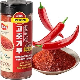 - Korean Food Haetnim Maeul 100% Korean Red Chili Powder 3.5oz(100g) | Small Particle Powder for soups and stews | Vegan, NO MSG