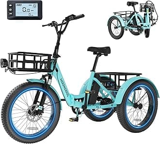 Electric Trike for Adults, 500W/750W 48V Electric Tricycle for Adults Peak Power 1500W, 20"x3.0" Fat Tire 3 Wheel Electric Bike, Folding Aluminum Adult Tricycle with Removable Battery