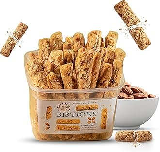Bisticks- Signature Cookies | 100% Vegetarian, Low Sugar | Almond Biscotti | Almond Fingers | Biscuit sticks | Tea Time Snack | Ideal for Gifting | Ready To Eat | Pack of 250gm