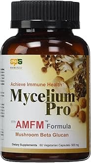Mycelium Pro Ultimate Immune AMFM (Multi-Species Mushroom Beta Glucan Extract) 60 Veggie Caps, 500 mg - New Packaging