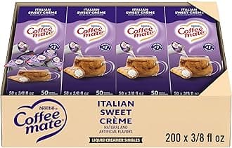 Nestle Coffee mate Coffee Creamer, Italian Sweet Creme, Liquid Creamer Singles, Non Dairy, No Refrigeration, 0.375 fl oz Tubs (Pack of 200)
