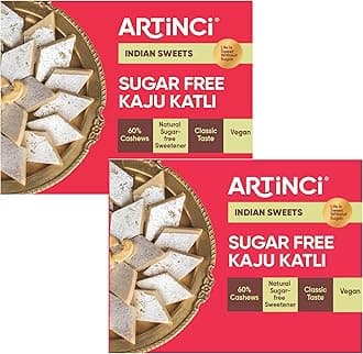 Artinci Sugar Free Kaju Katli (Pack of 2 x 160g), Low Carb, Keto-Friendly Mithai, Vegan, Diabetic-Friendly healthy Indian Sweets, Made with Pure Cashew Nuts, Ideal for Gifting & Festivals