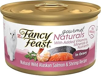 Purina Fancy Feast Wet Cat Food Gourmet Naturals Wild Alaskan Salmon and Shrimp Recipe in Wet Cat Food Gravy - (Pack of 12) 3 oz. Cans