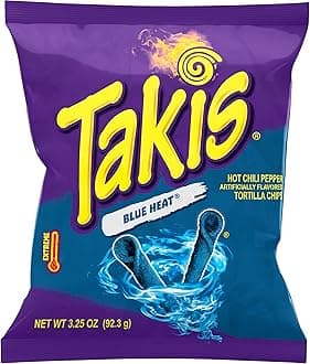 Takis Rolled Blue Heat Tortilla Chips bag of 3.25 ounces