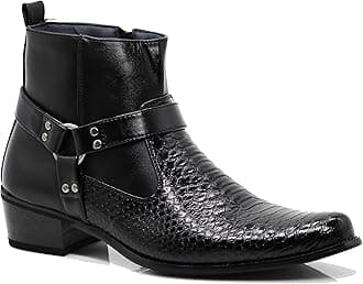 Enzo Romeo WT10 Men's Western Cowboy Motorcycle Ankle Boots black Size: