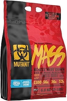Mutant Mass Weight Gainer Protein Powder – Build Muscle Size and Strength with 1100 Calories – 56 g Protein – 26.1 g EAAs – 12.2 g of BCAAs – 15 lbs with 24 Servings – Cookies & Cream